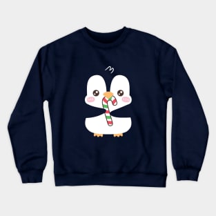 Cute Penguin Munching On Candy Cane Crewneck Sweatshirt